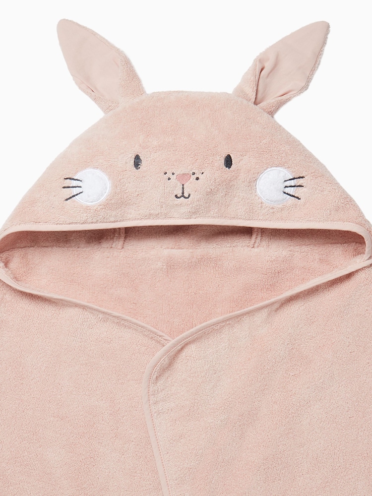 MORI Pink Bunny Organic Cotton Super Soft Kids Hooded Towel - Image 4 of 4