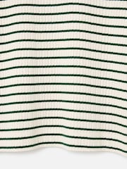 Oliver Bonas Green Striped Pointelle Long Sleeve Polo Neck Top - Image 6 of 6