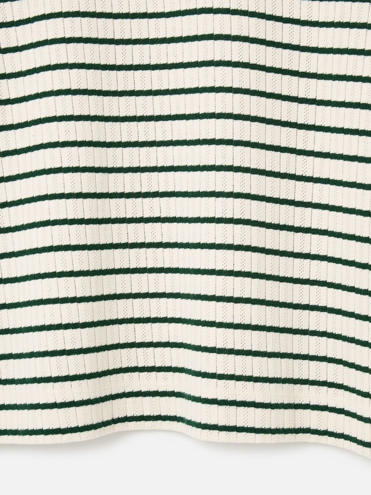 Oliver Bonas Green Striped Pointelle Long Sleeve Polo Neck Top - Image 6 of 6 Oliver Bonas Green Striped Pointelle Long Sleeve Polo Neck Top - Image 6 of 6
