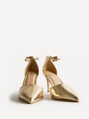 Linzi Gold Wide Fit Lavora Closed Back Stiletto Court Shoes - Image 3 of 5