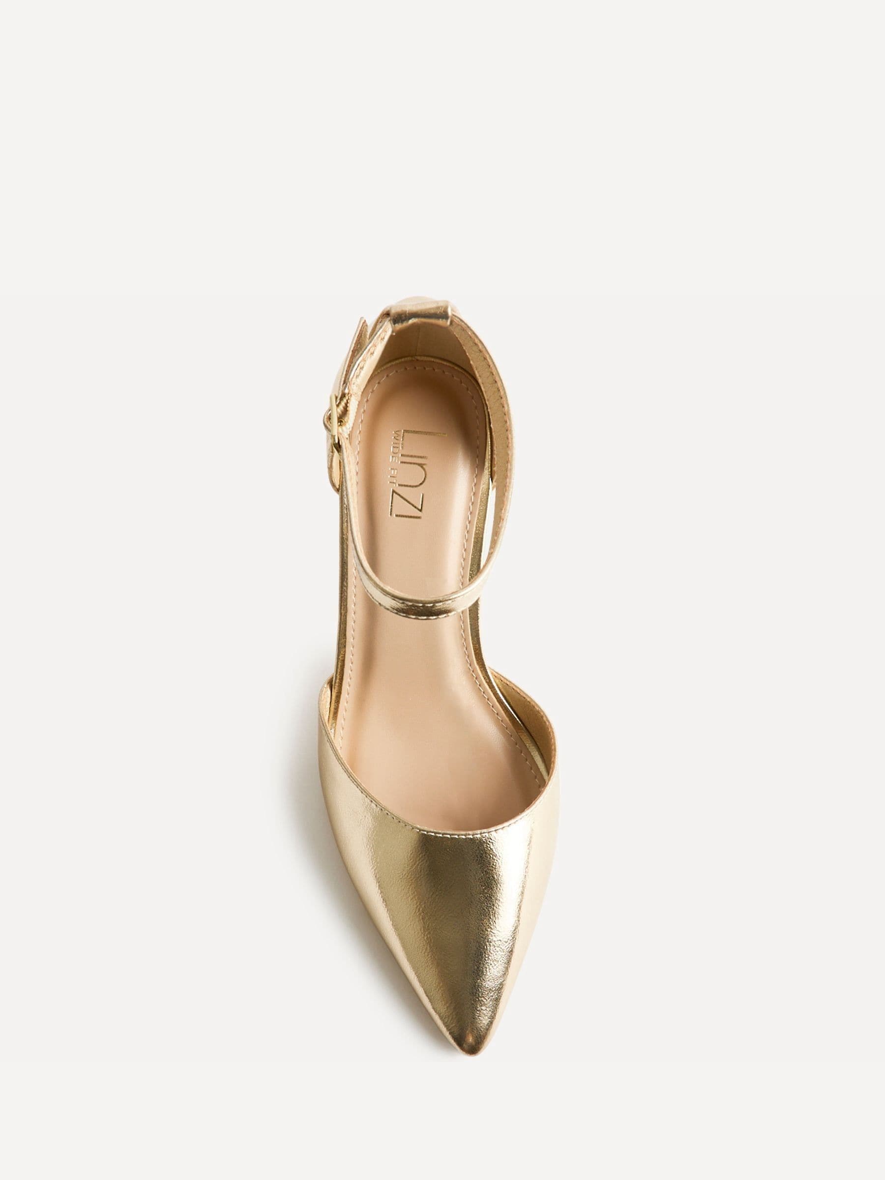 Buy Linzi Gold Wide Fit Lavora Closed Back Stiletto Court Shoes