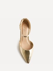 Linzi Gold Wide Fit Lavora Closed Back Stiletto Court Shoes - Image 4 of 5