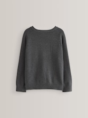Grau - Gestrickter Schulpullover mit V-Ausschnitt (3–18 Jahre) - Bild 2 von 5