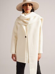 Ted Baker Cream Skylorr Scarf Detail Coat - Image 3 of 6