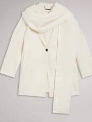 Ted Baker Cream Skylorr Scarf Detail Coat - Image 4 of 6