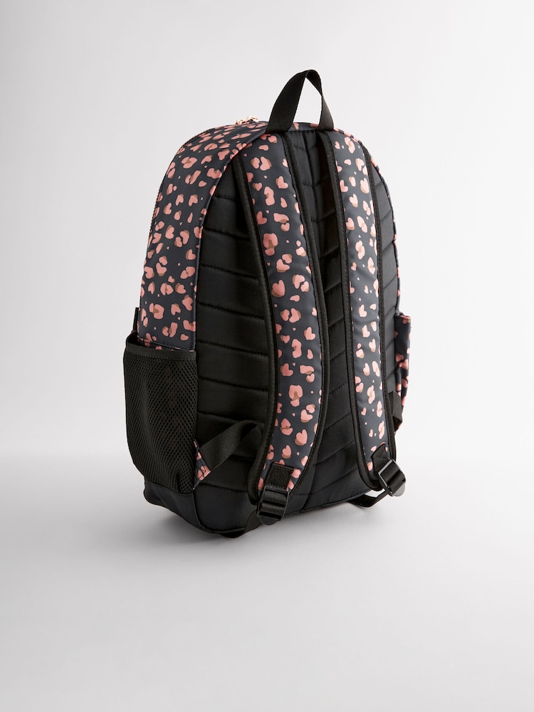 Black/Pink Leopard Print Backpack - Image 2 of 7