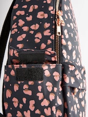 Black/Pink Leopard Print Backpack - Image 4 of 7