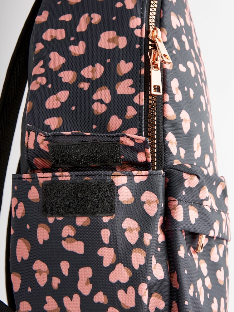 Black/Pink Leopard Print Backpack - Image 4 of 7