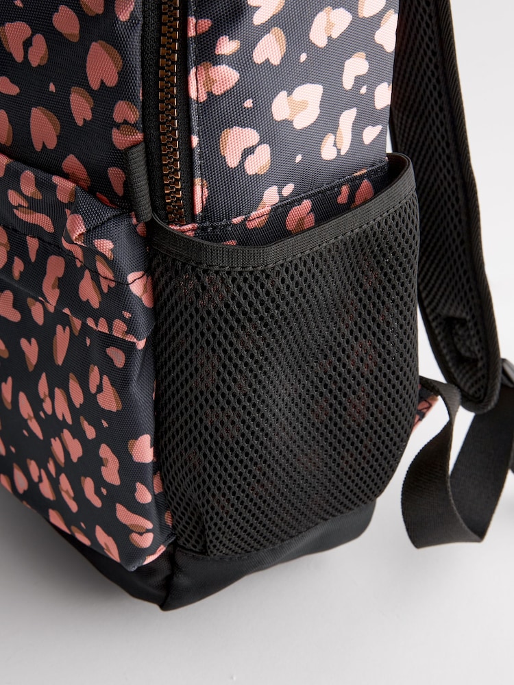 Black/Pink Leopard Print Backpack - Image 5 of 7