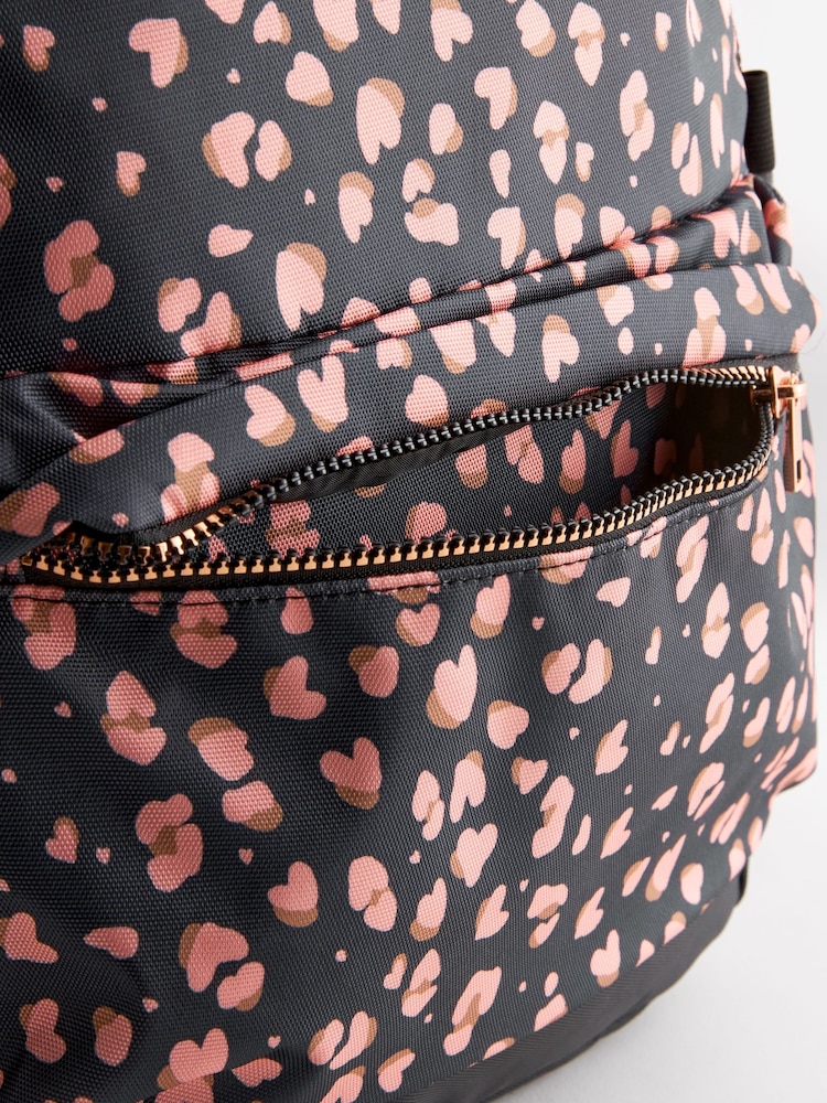Black/Pink Leopard Print Backpack - Image 6 of 7