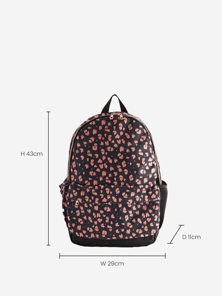 Black/Pink Leopard Print Backpack - Image 7 of 7