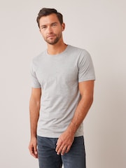 Grey Marl Slim Fit Essential Crew Neck Cotton T-Shirt - Image 1 of 5