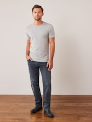 Grey Marl Slim Fit Essential Crew Neck Cotton T-Shirt - Image 2 of 5