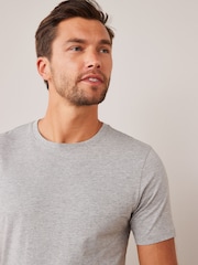Grey Marl Slim Fit Essential Crew Neck Cotton T-Shirt - Image 4 of 5