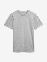 Grey Marl Slim Fit Essential Crew Neck Cotton T-Shirt - Image 5 of 5
