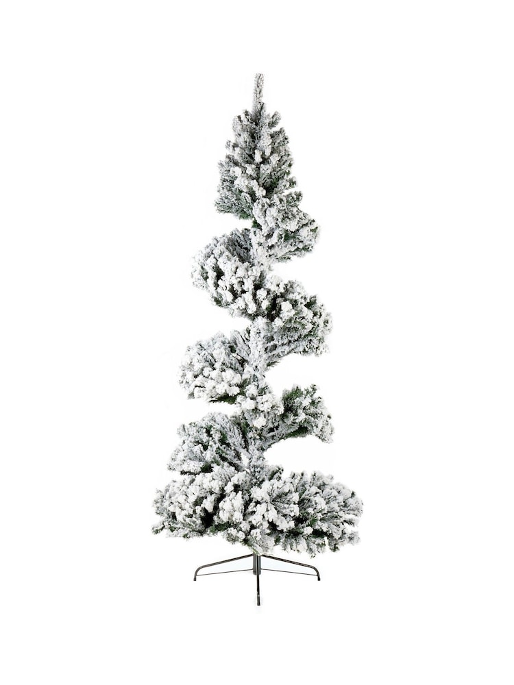 Premier Decorations Ltd Green Snowy Flocked Spiral 7ft Christmas Tree With Snow - Image 1 of 1
