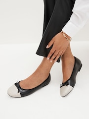 Black/White Toe Cap Regular/Wide Fit Forever Comfort® Ballerinas Shoes - Image 1 of 8