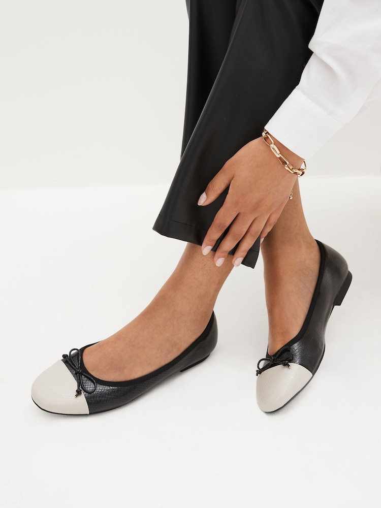 Black/White Toe Cap Regular/Wide Fit Forever Comfort® Ballerinas Shoes - Image 1 of 8