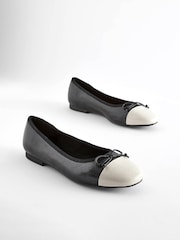 Black/White Toe Cap Regular/Wide Fit Forever Comfort® Ballerinas Shoes - Image 4 of 8