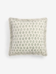 Sage Green Woodblock Cushion - Image 2 of 4