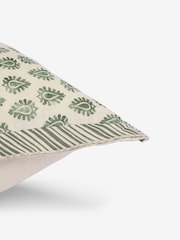 Sage Green Woodblock Cushion - Image 4 of 4