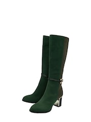 Lotus Green Heeled Knee High Boots - Image 2 of 4