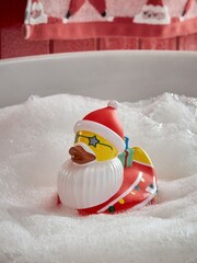 Red Light Up Party Santa Christmas Rubber Duck - Image 1 of 6