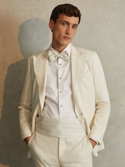 Reiss Ecru Parma Silk Blend Pleated Cummerbund - Image 2 of 4