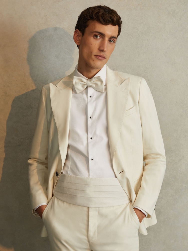 Reiss Ecru Parma Silk Blend Pleated Cummerbund - Image 2 of 4