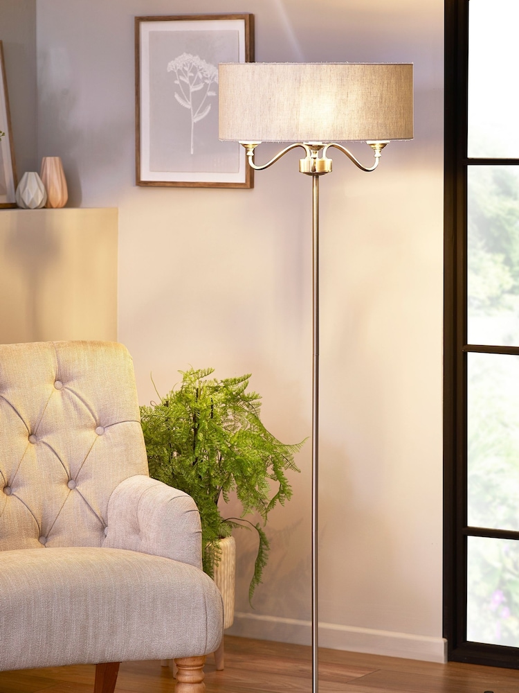Brushed Chrome Burford 3 Light Floor Lamp - Image 1 of 4