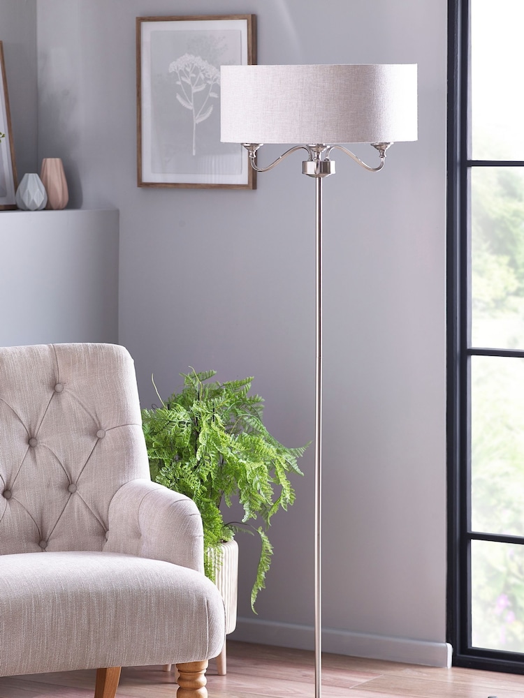 Brushed Chrome Burford 3 Light Floor Lamp - Image 2 of 4