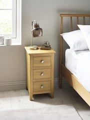 Julian Bowen Oak Somerset Compact 3 Drawer Bedside Table - Image 1 of 10