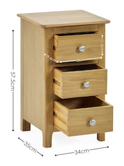Julian Bowen Oak Somerset Compact 3 Drawer Bedside Table - Image 3 of 10
