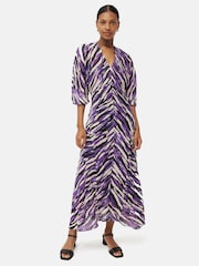 Jigsaw Purple Abstract Zebra Midi Dress - Image 1 of 7