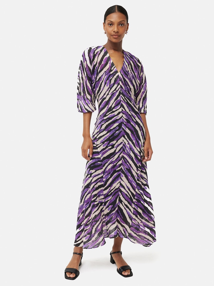 Jigsaw Purple Abstract Zebra Midi Dress - Image 1 of 7