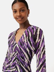 Jigsaw Purple Abstract Zebra Midi Dress - Image 6 of 7