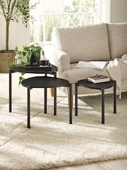 Julian Bowen Black Ash Lorette Black Ash Effect Teardrop Nest of 3 Side Tables - Image 2 of 9