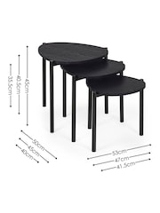 Julian Bowen Black Ash Lorette Black Ash Effect Teardrop Nest of 3 Side Tables - Image 3 of 9
