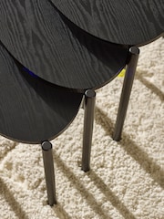Julian Bowen Black Ash Lorette Black Ash Effect Teardrop Nest of 3 Side Tables - Image 4 of 9