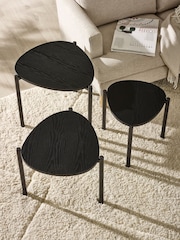 Julian Bowen Black Ash Lorette Black Ash Effect Teardrop Nest of 3 Side Tables - Image 6 of 9