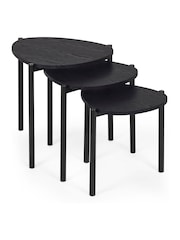 Julian Bowen Black Ash Lorette Black Ash Effect Teardrop Nest of 3 Side Tables - Image 7 of 9