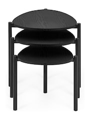 Julian Bowen Black Ash Lorette Black Ash Effect Teardrop Nest of 3 Side Tables - Image 8 of 9