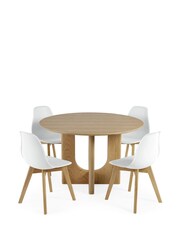 Julian Bowen Set of 2 White Agatha White Plastic Dining Chairs with Wooden Legs - Image 13 of 14