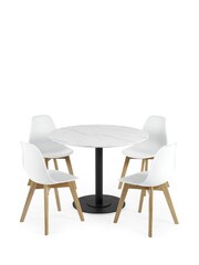 Julian Bowen Set of 2 White Agatha White Plastic Dining Chairs with Wooden Legs - Image 14 of 14