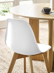 Julian Bowen Set of 2 White Agatha White Plastic Dining Chairs with Wooden Legs - Image 4 of 14