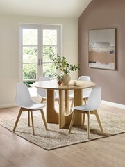 Julian Bowen Set of 2 White Agatha White Plastic Dining Chairs with Wooden Legs - Image 7 of 14