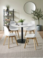 Julian Bowen Set of 2 White Agatha White Plastic Dining Chairs with Wooden Legs - Image 8 of 14