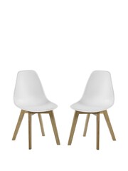 Julian Bowen Set of 2 White Agatha White Plastic Dining Chairs with Wooden Legs - Image 9 of 14