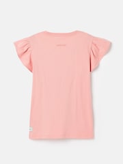 Joules Girls' Flutter Astra Pink Short Sleeve Artwork T-Shirt - Image 2 of 5