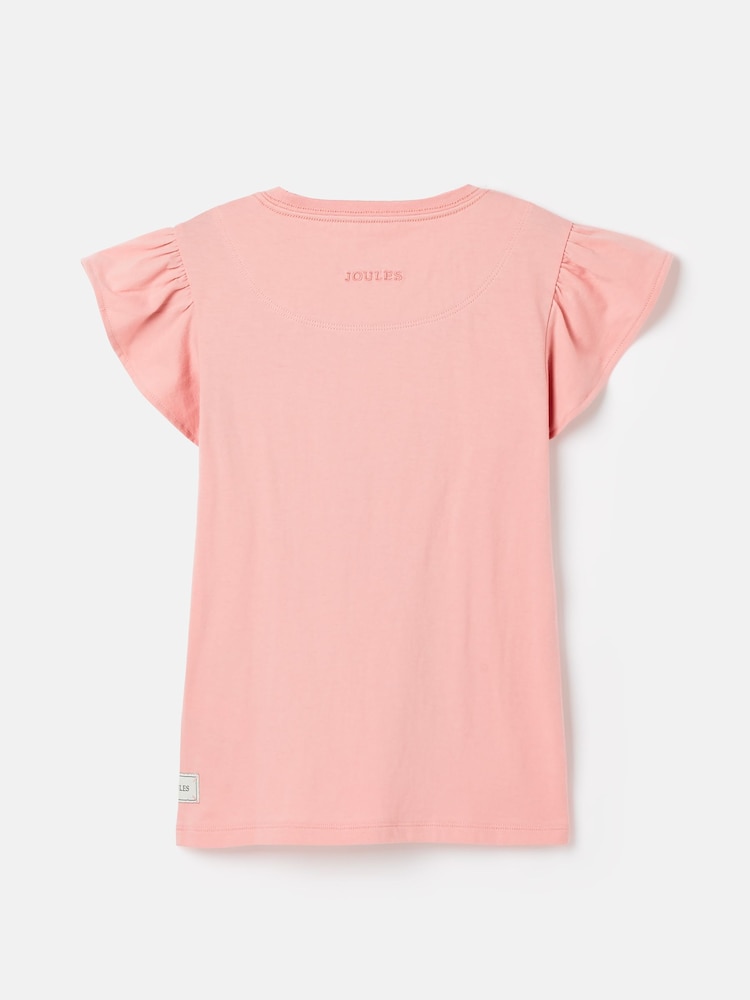 Joules Girls' Flutter Astra Pink Short Sleeve Artwork T-Shirt - Image 2 of 5